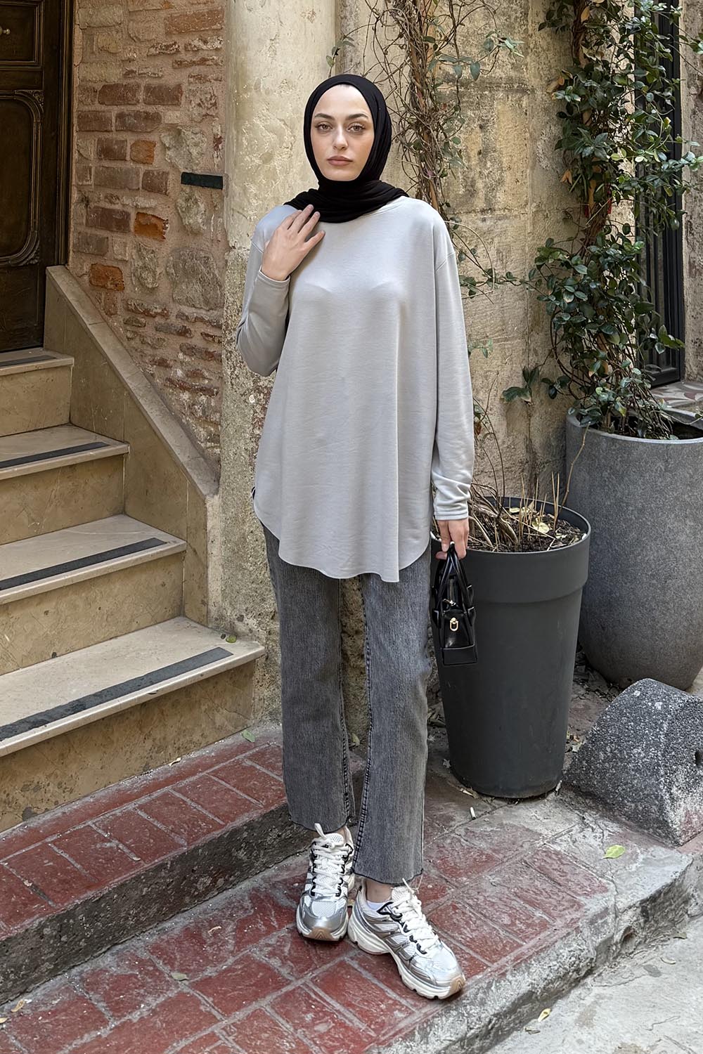 Lamelif Basic Sweat Gri