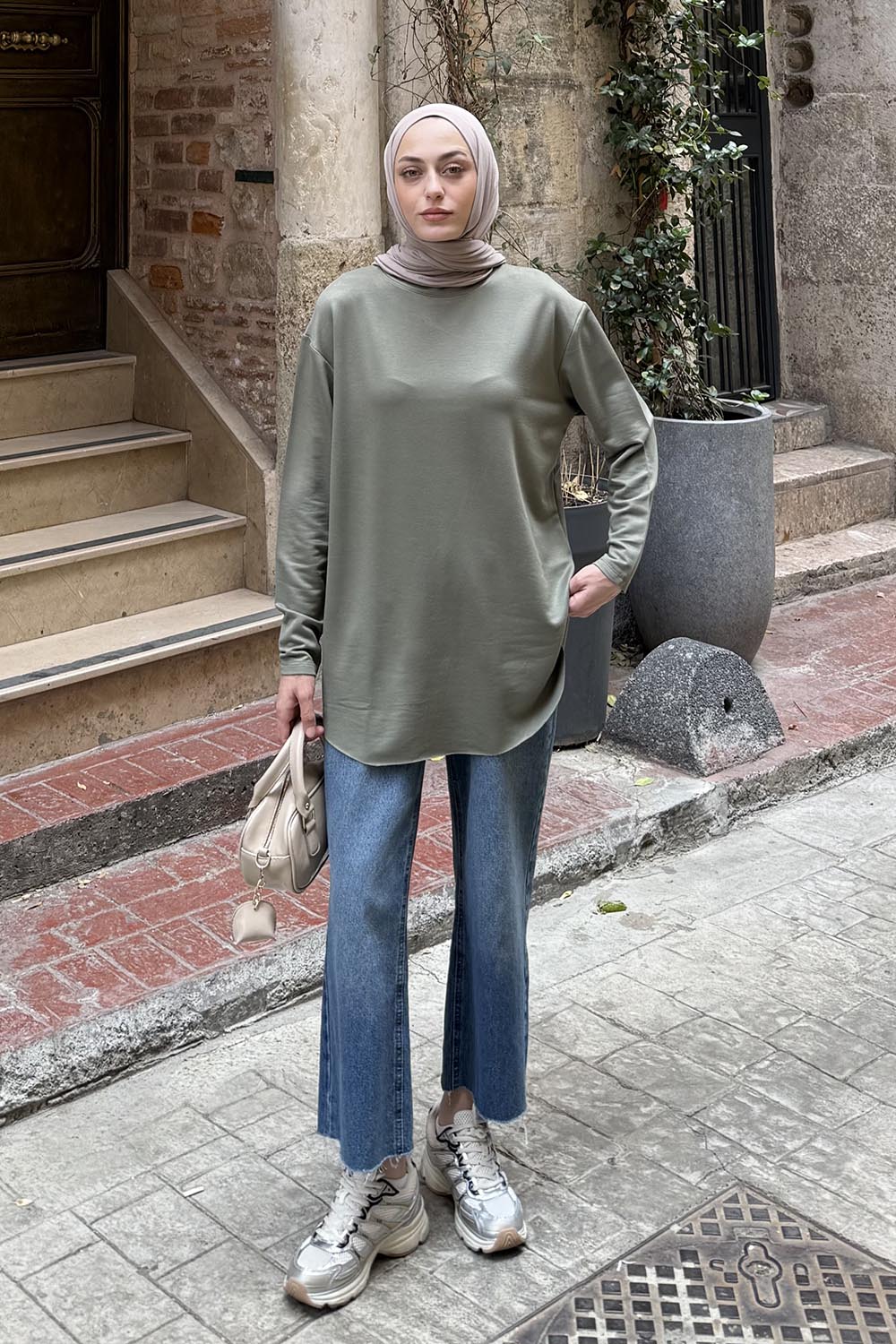 Lamelif Basic Sweat Haki