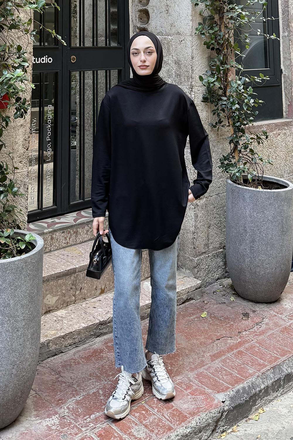 Lamelif Basic Sweat Siyah