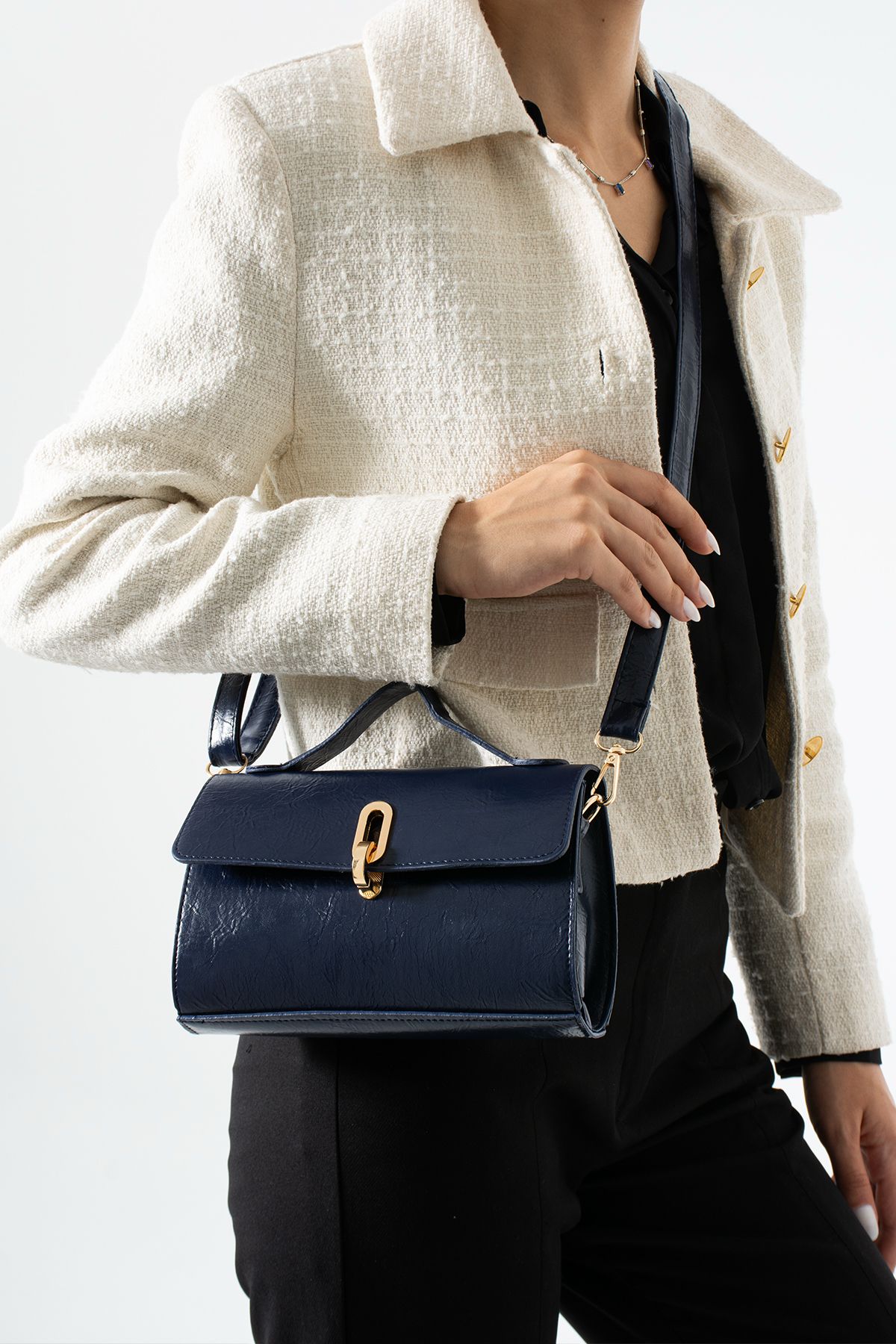 Lamelif Leına Model Kadın Çapraz Çantası Lacivert