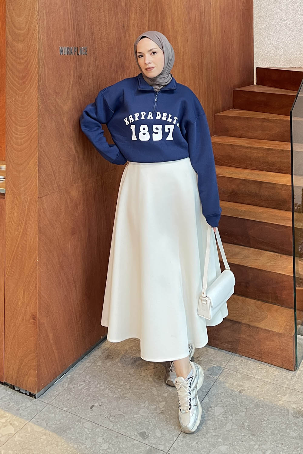 Lamelif Kappa Delta Baskılı Sweatshirt Lacivert