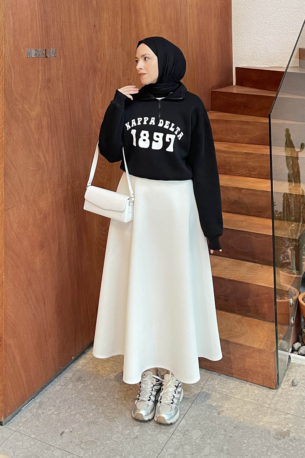 Lamelif Kappa Delta Baskılı Sweatshirt Siyah