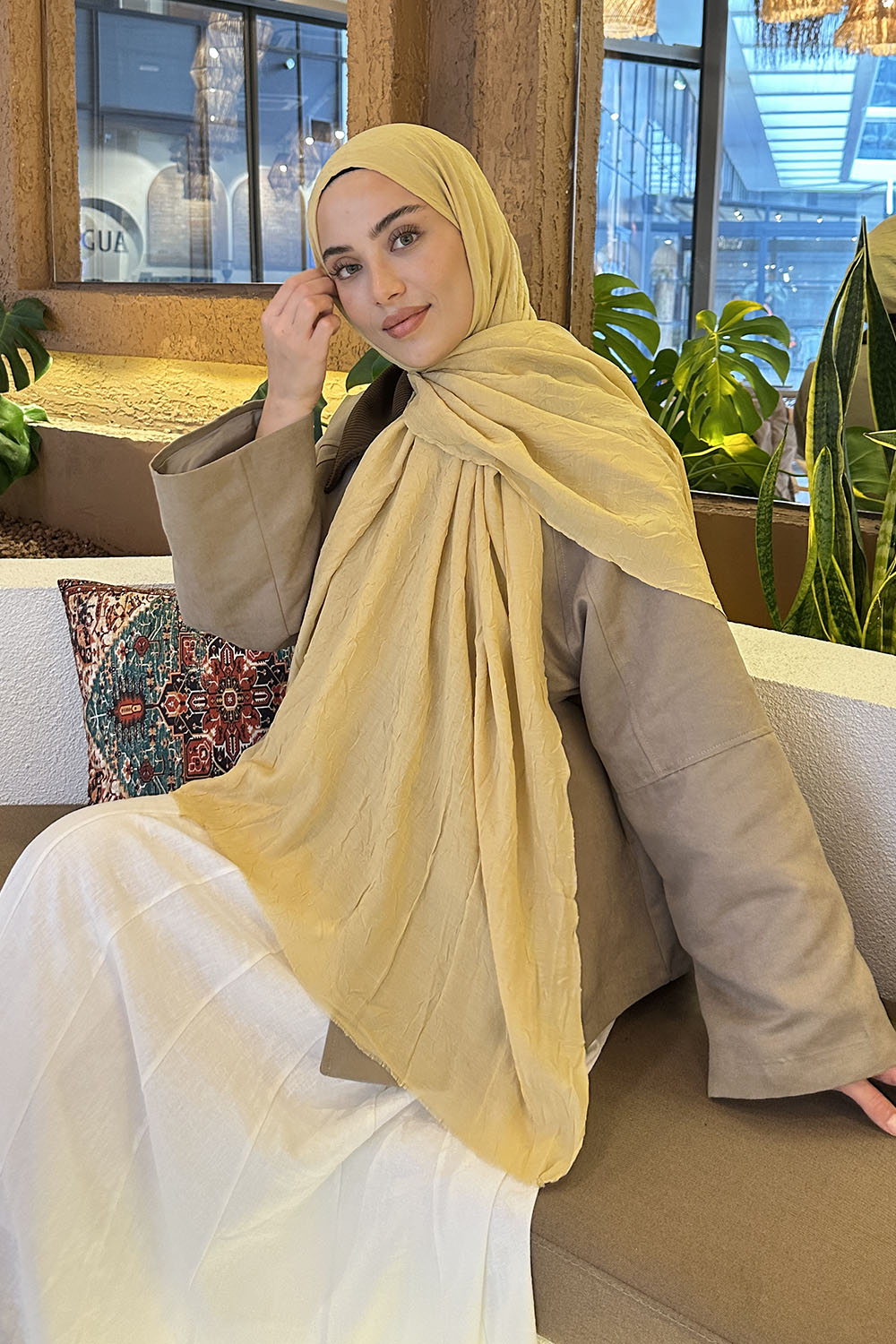 Lamelif Bambu Şal Sarı