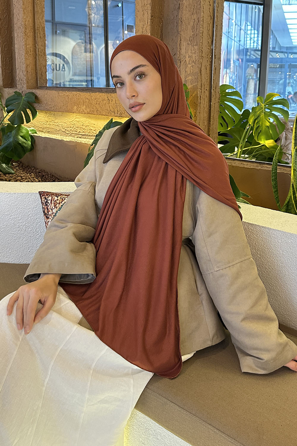 Modalamelif Koyu Kiremit Penye Şal