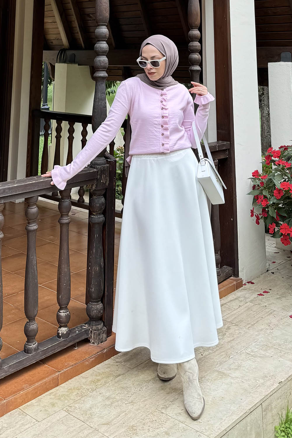 Lamelif Fırfırlı Hırka Pembe