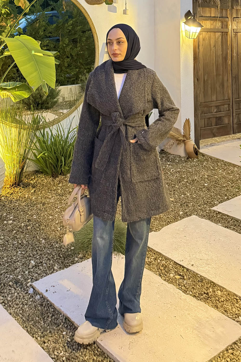 Lamelif Kuşaklı Kaban Antrasit