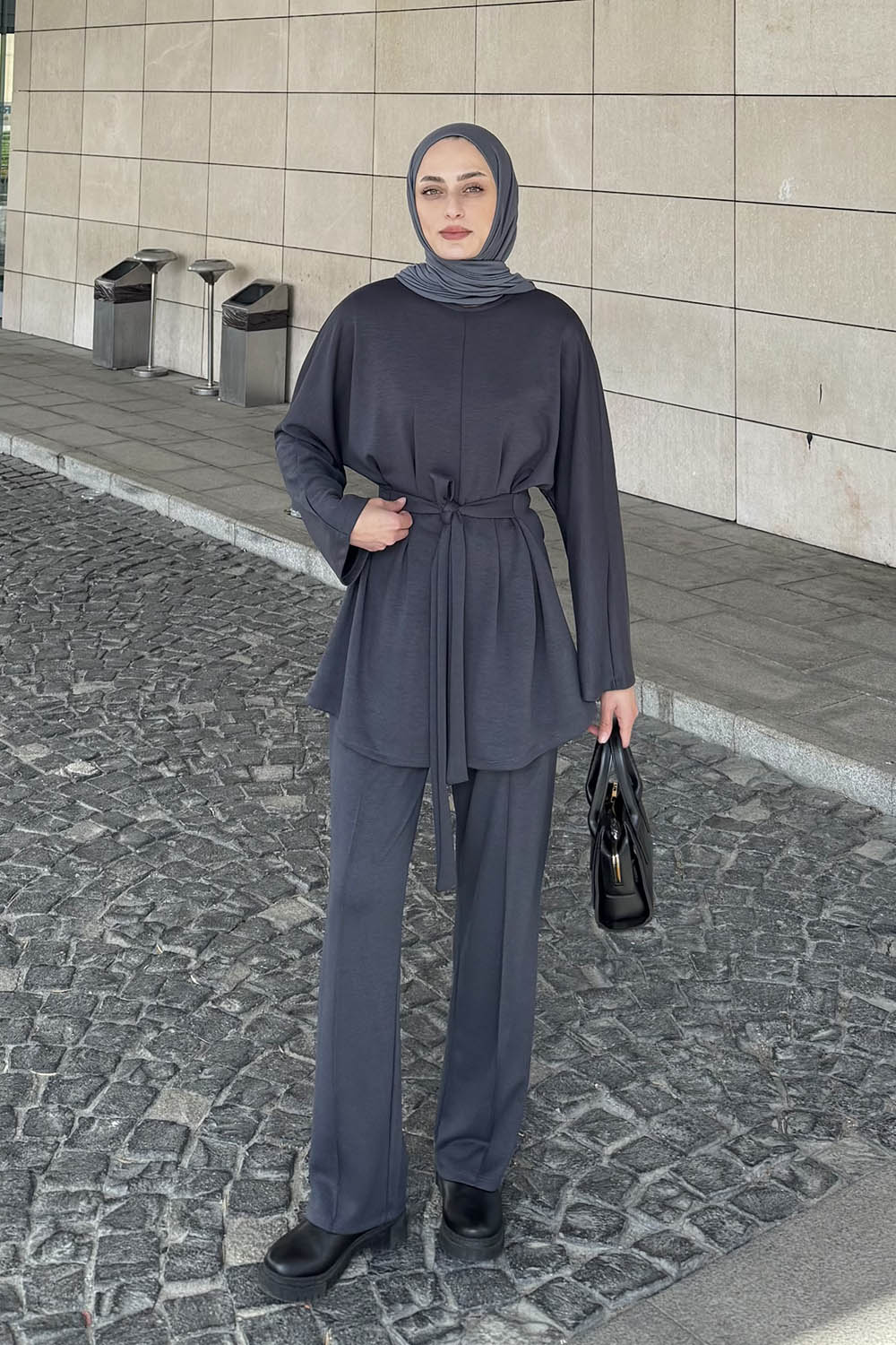 Lamelif Belden Oturtmalı İkili Takım Antrasit