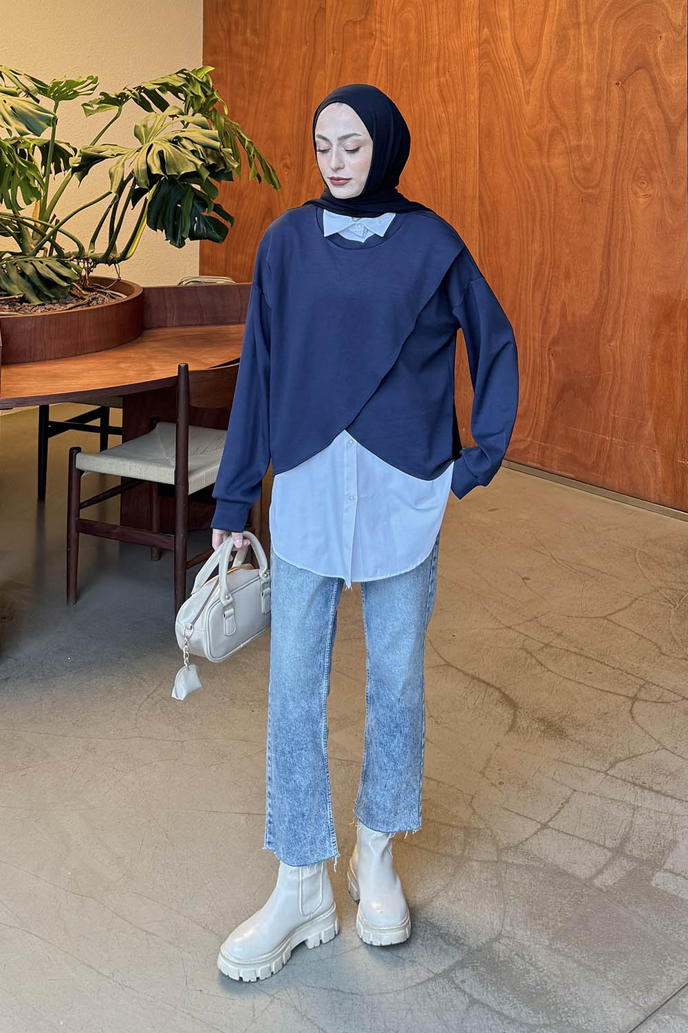 Lamelif İki Parça Tunik Lacivert