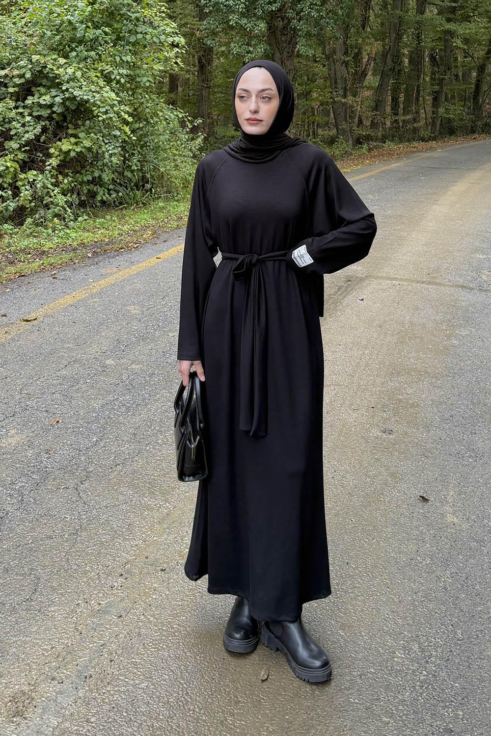 Lamelif Arma Detaylı Elbise Siyah