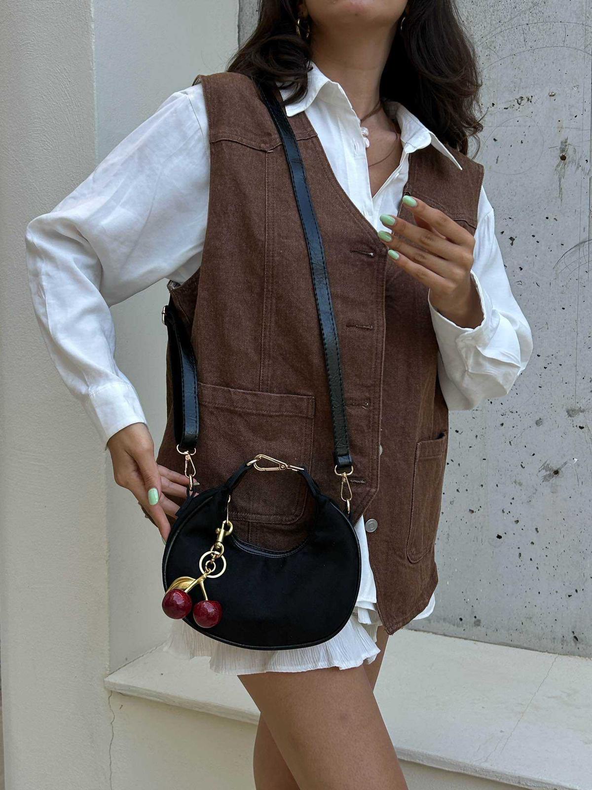 Lamelif Betty Süet Model Charm Hediyeli Kadın El Ve Omuz Çantası