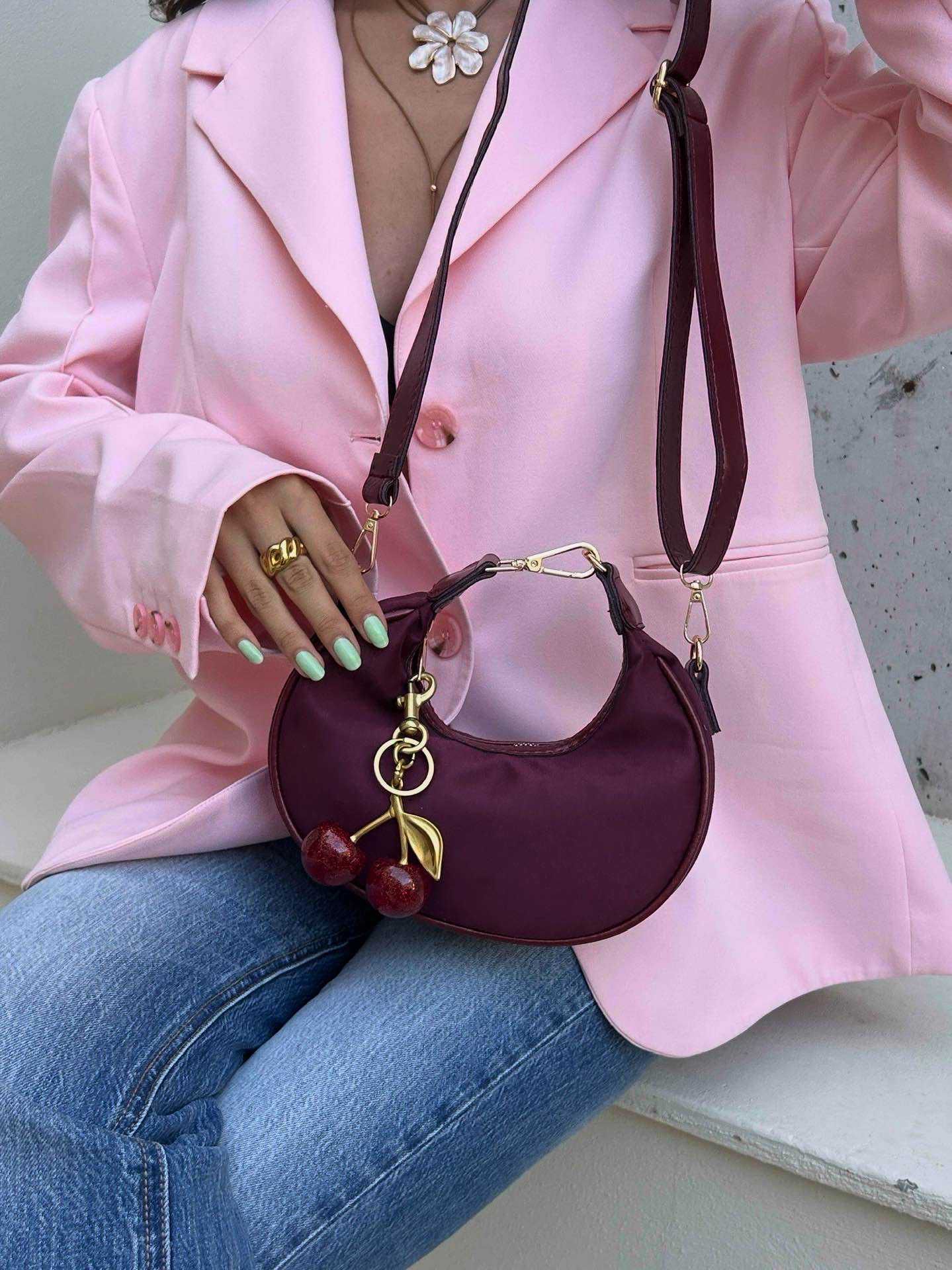 Lamelif Betty Süet Model Charm Hediyeli Kadın El Ve Omuz Çantası