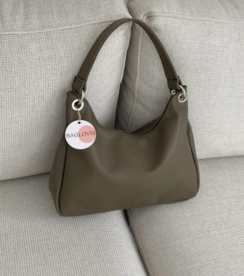 Lamelif Halka Detaylı Yumuşak Deri Ayarlanabilir Omuz Askılı Salaş Kadın Çanta