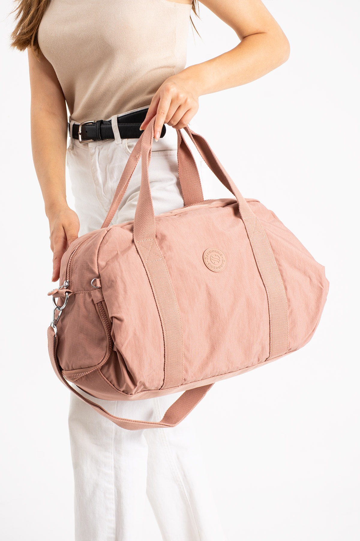 Lamelif San Morris Unisex Büyük Boy Krinkıl Kumaş Çapraz Askılı Spor ve Seyahat Çantası