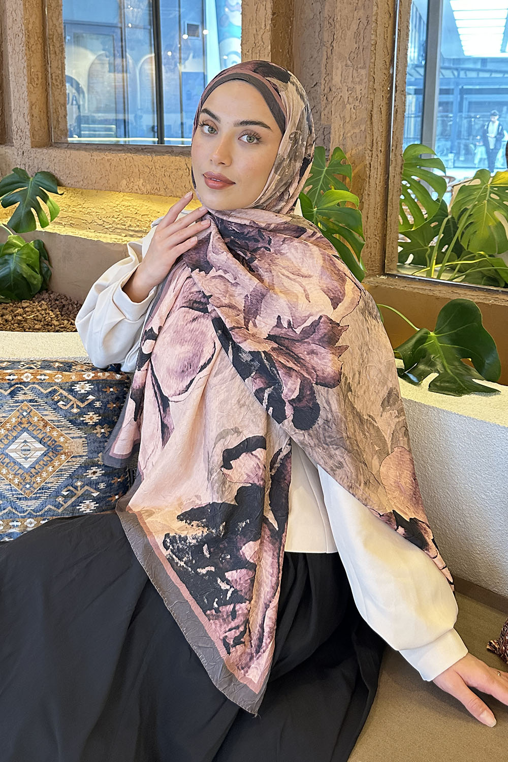 Plato Cotton Fabric Striped Printed Shawl