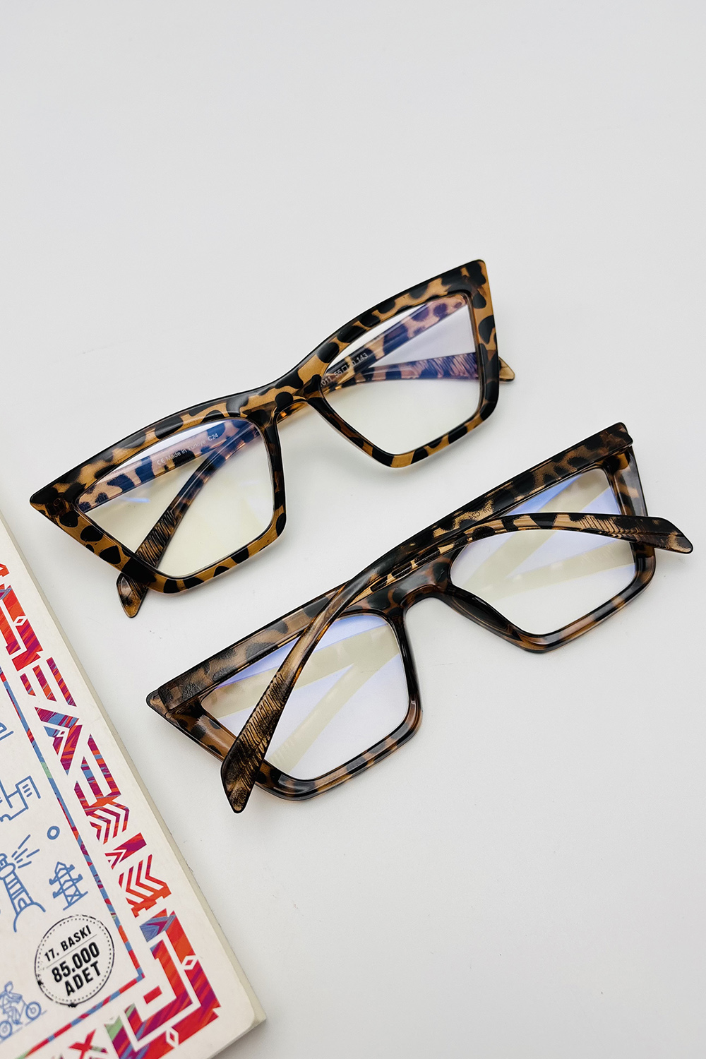 Lamelif Cat Leopar Çerçeve Şeffaf Gözlük