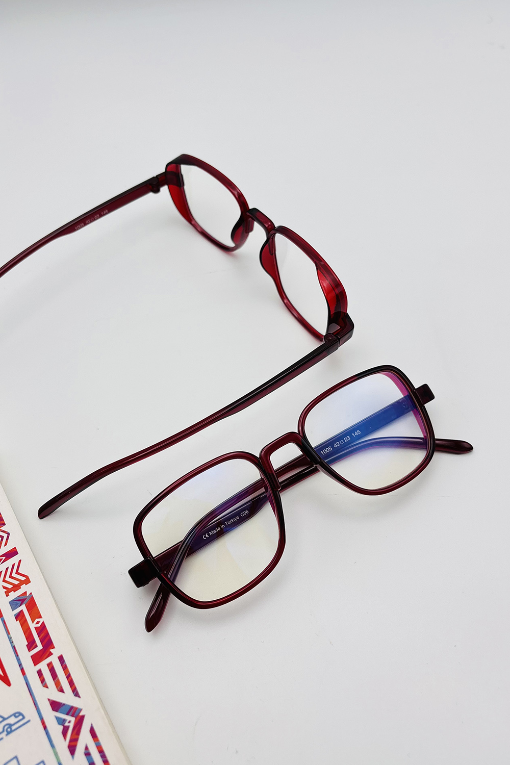 Lamelif Dore Bordo Çerçeve Şeffaf Güneş Gözlüğü