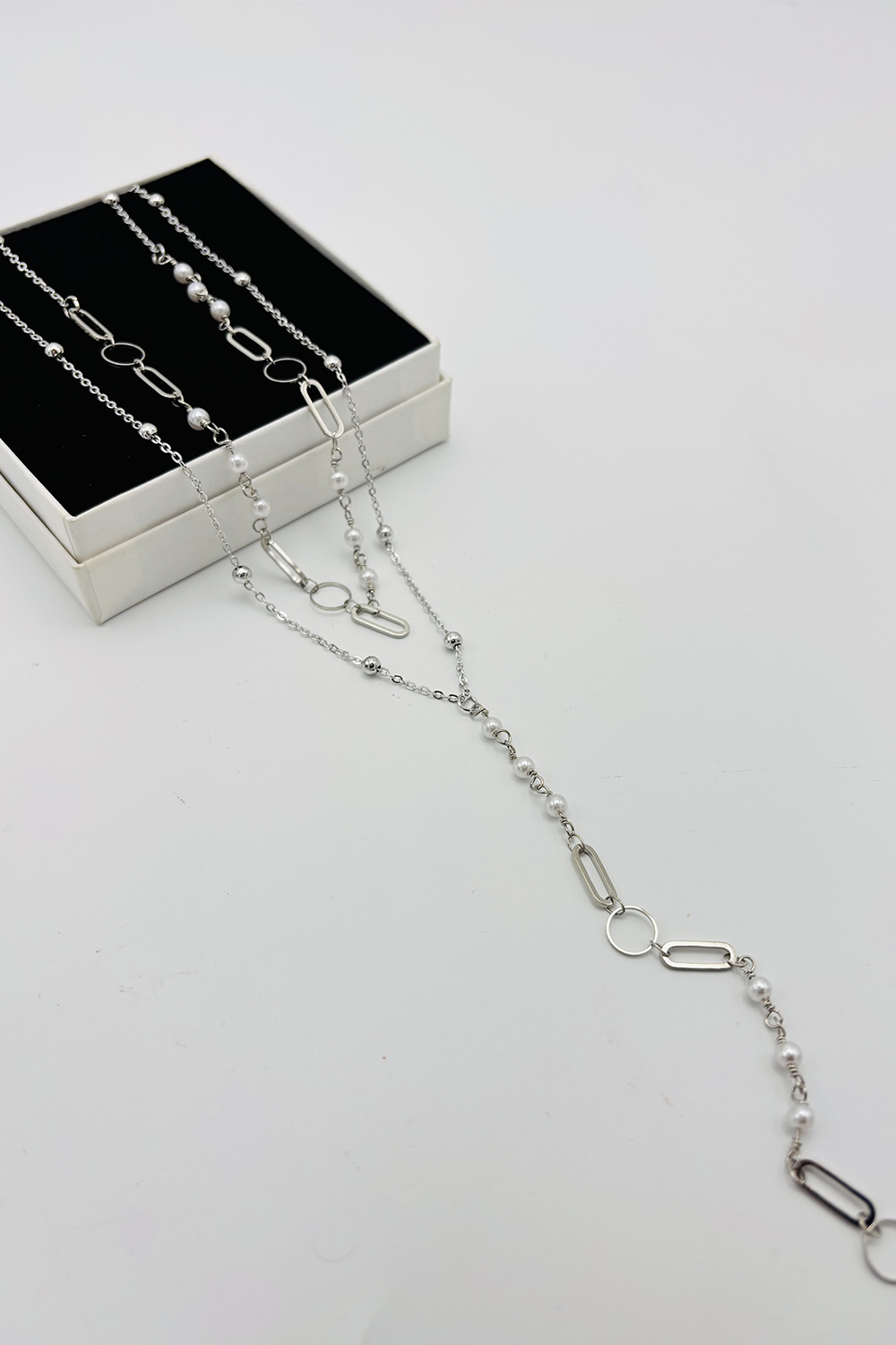 Lamelif Gümüş 2li Dorikalı Zincir Y Kolye