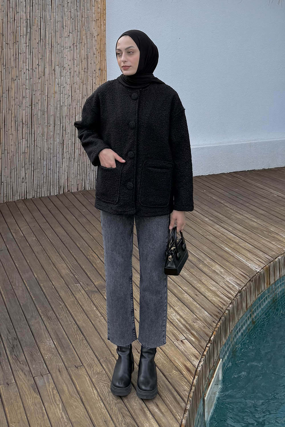 Lamelif Teddy Ceket Siyah