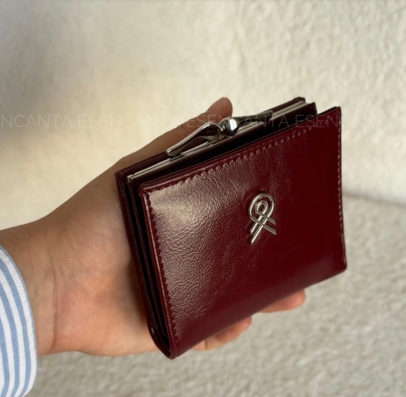 Lamelif Burslu Küçük Boy Bayan Cüzdan - Bordo