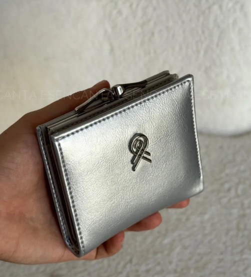 Lamelif Burslu Küçük Boy Bayan Cüzdan -Gümüş