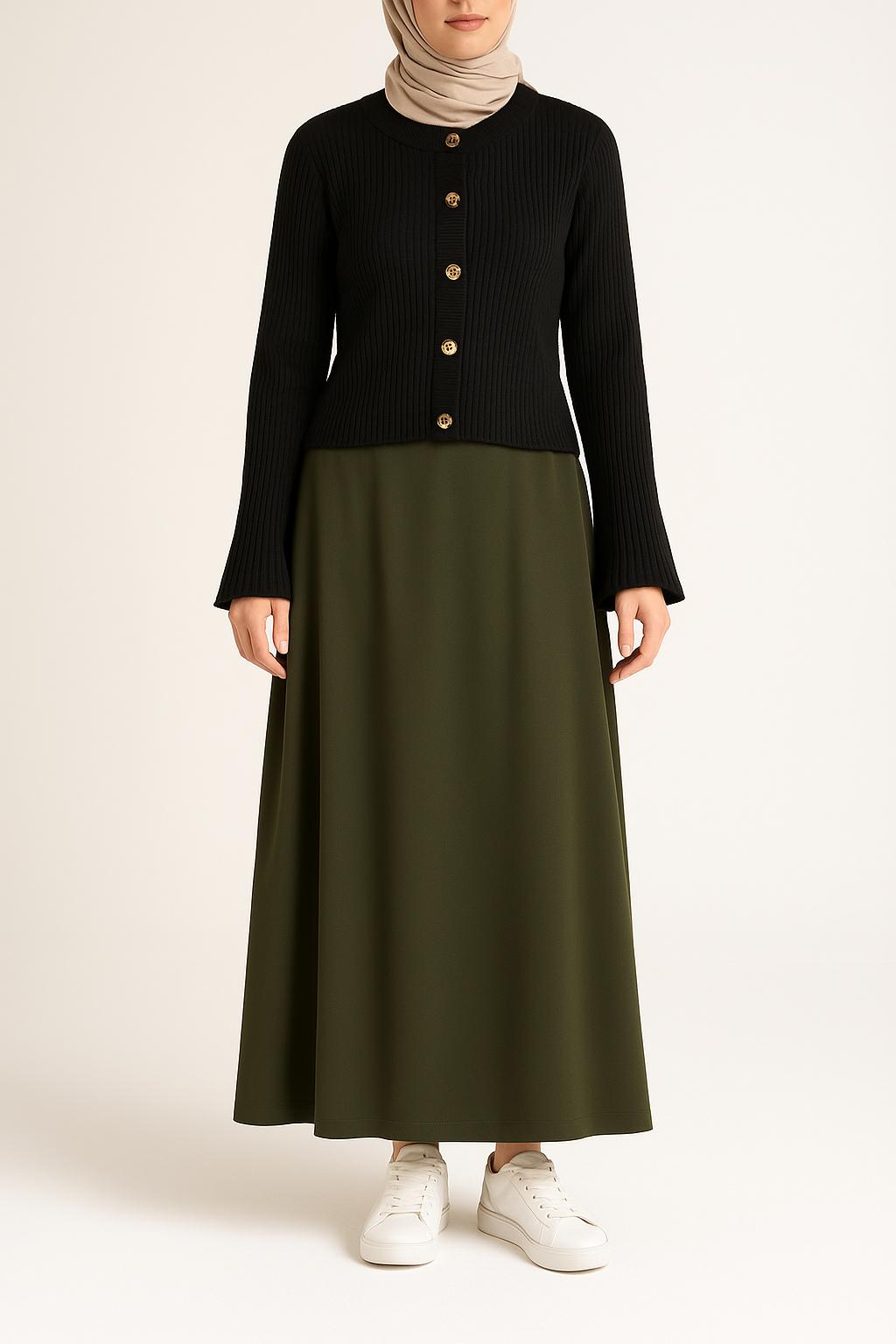 Lamelif Dilvin İspanyol Kol Triko Hırka- Siyah