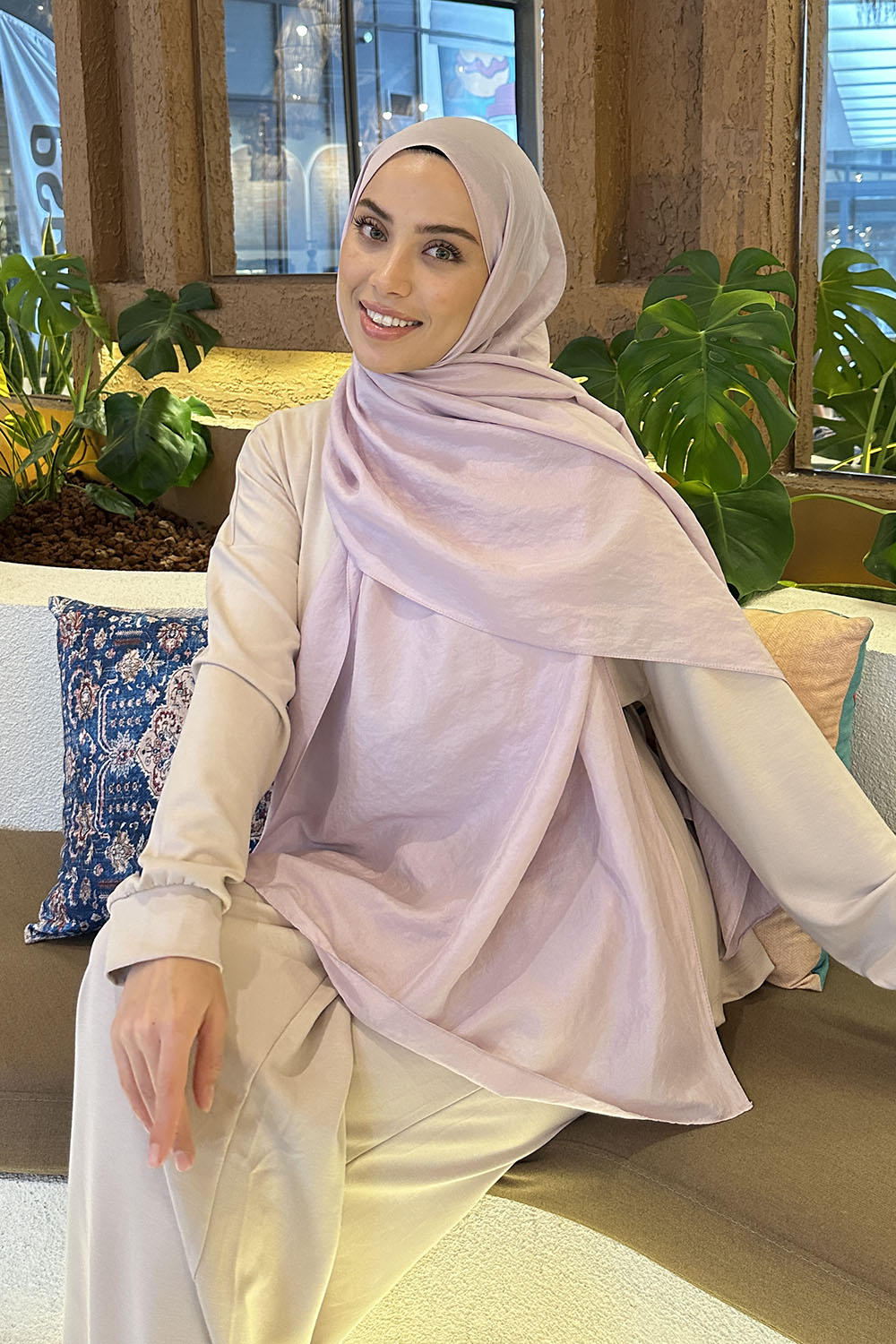 Lamelif Brisa Vual Şal Açık Pudra