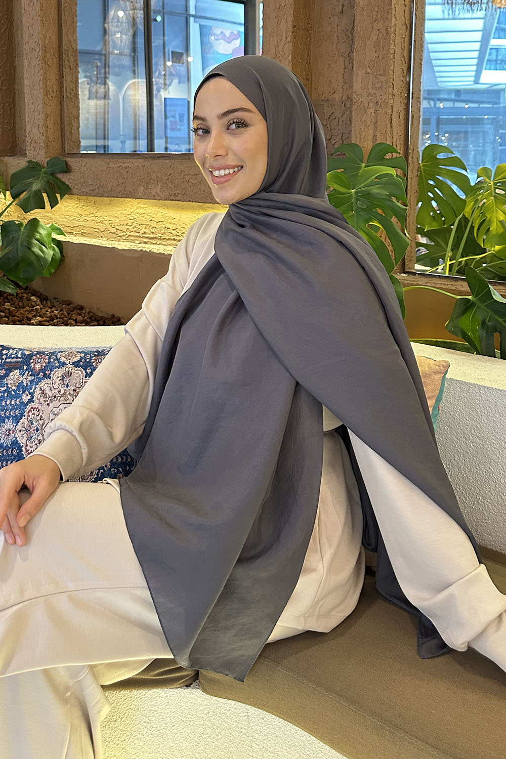 Lamelif Brisa Vual Şal Antrasit