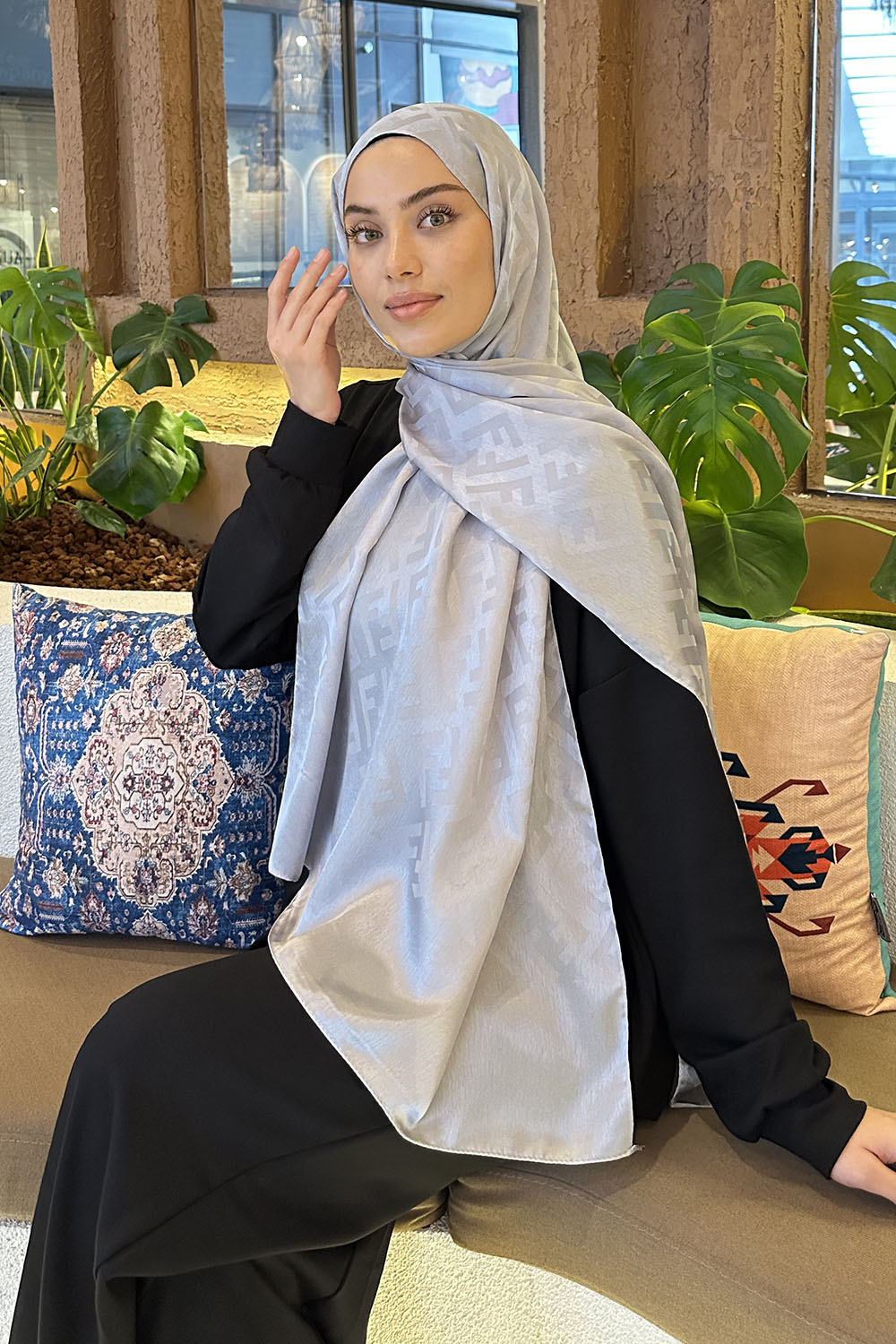 Lamelif F Desen Janjan Jakar Şal Gri