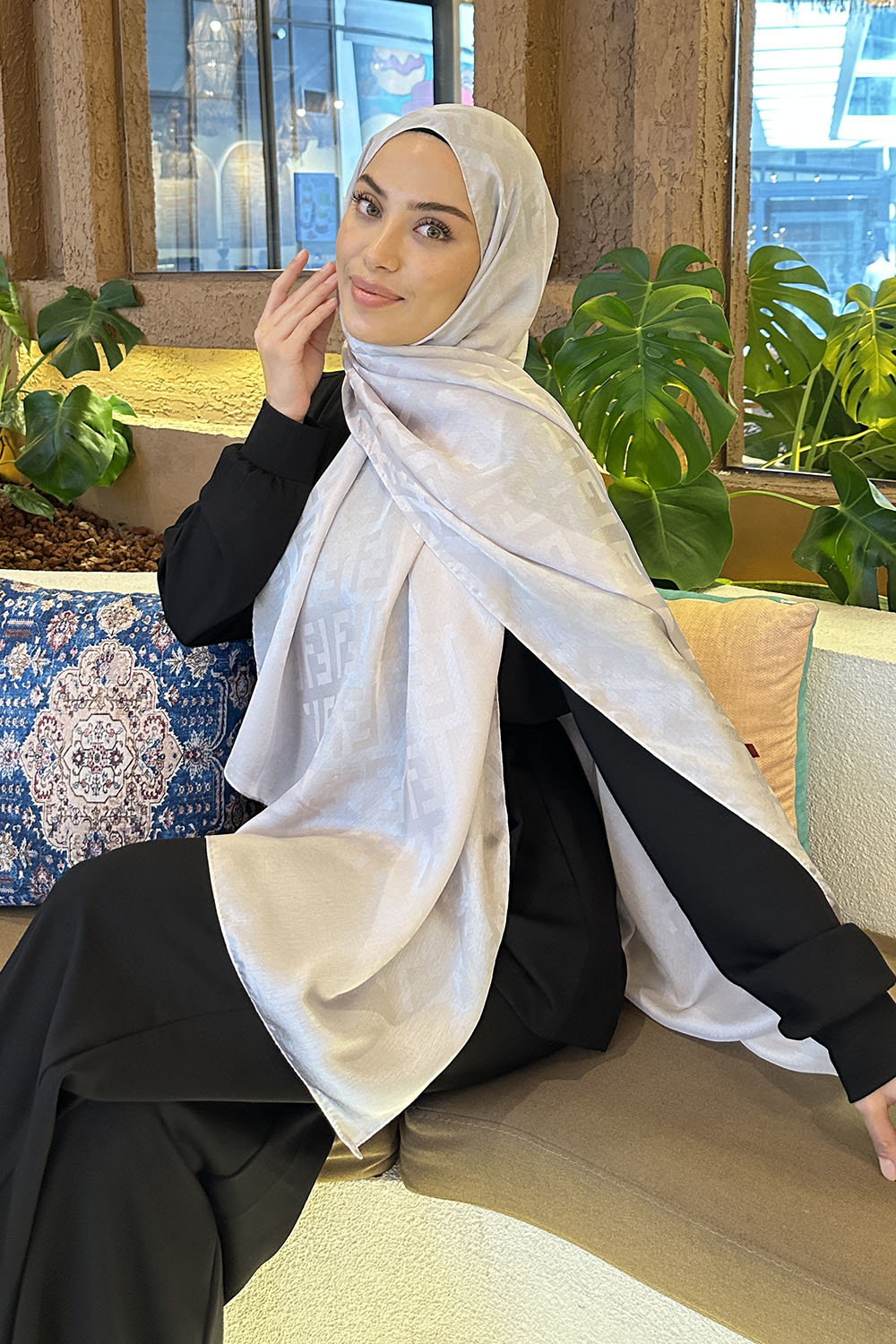 Lamelif F Desen Janjan Jakar Şal Taş Gri