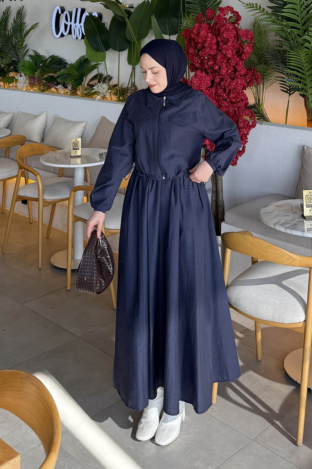 Lamelif Cep Detaylı Etekli İkili Takım Lacivert