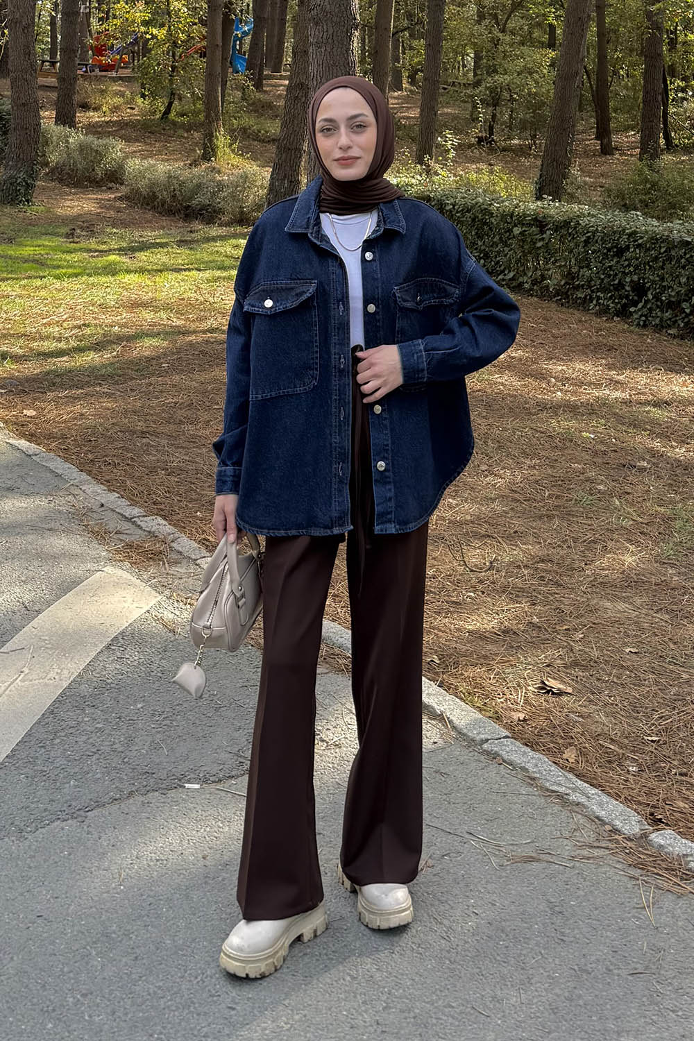 Lamelif Çift Cep Kapak Detaylı Ceket Kot Mavi