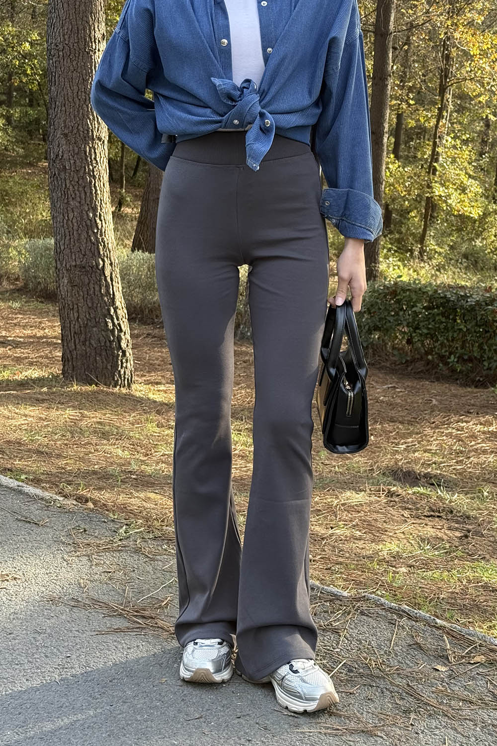 Lamelif İspanyol Paça Eşofman Altı Antrasit