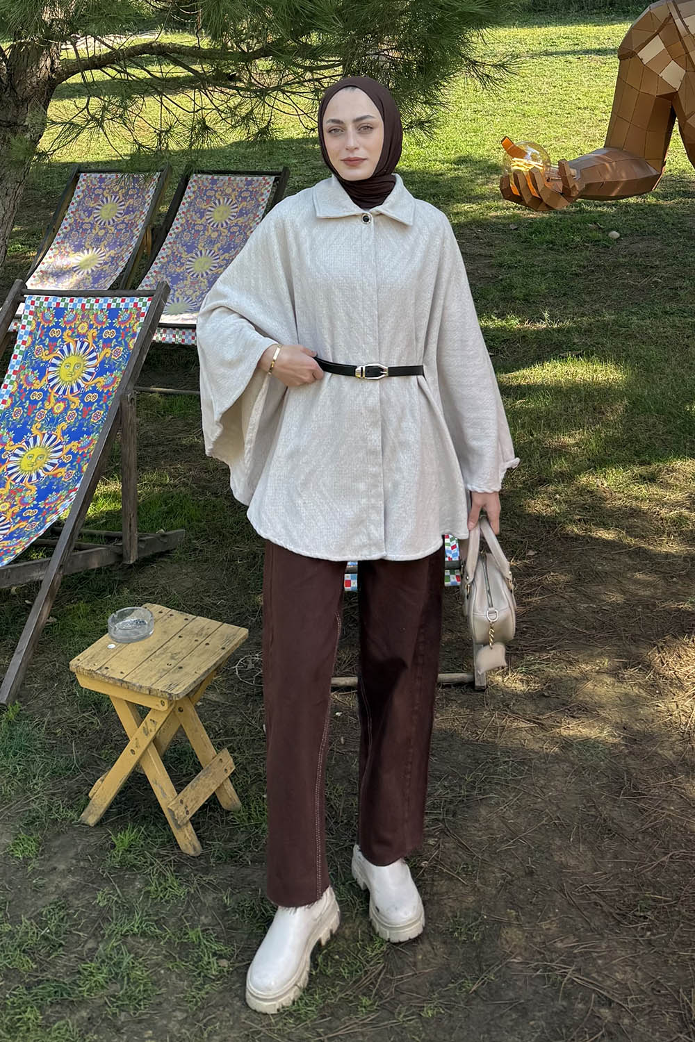 Lamelif Kemerli Panço Krem