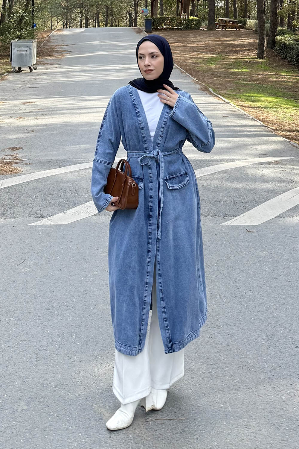 Denim Blue Long Arm Denim Trench Coat