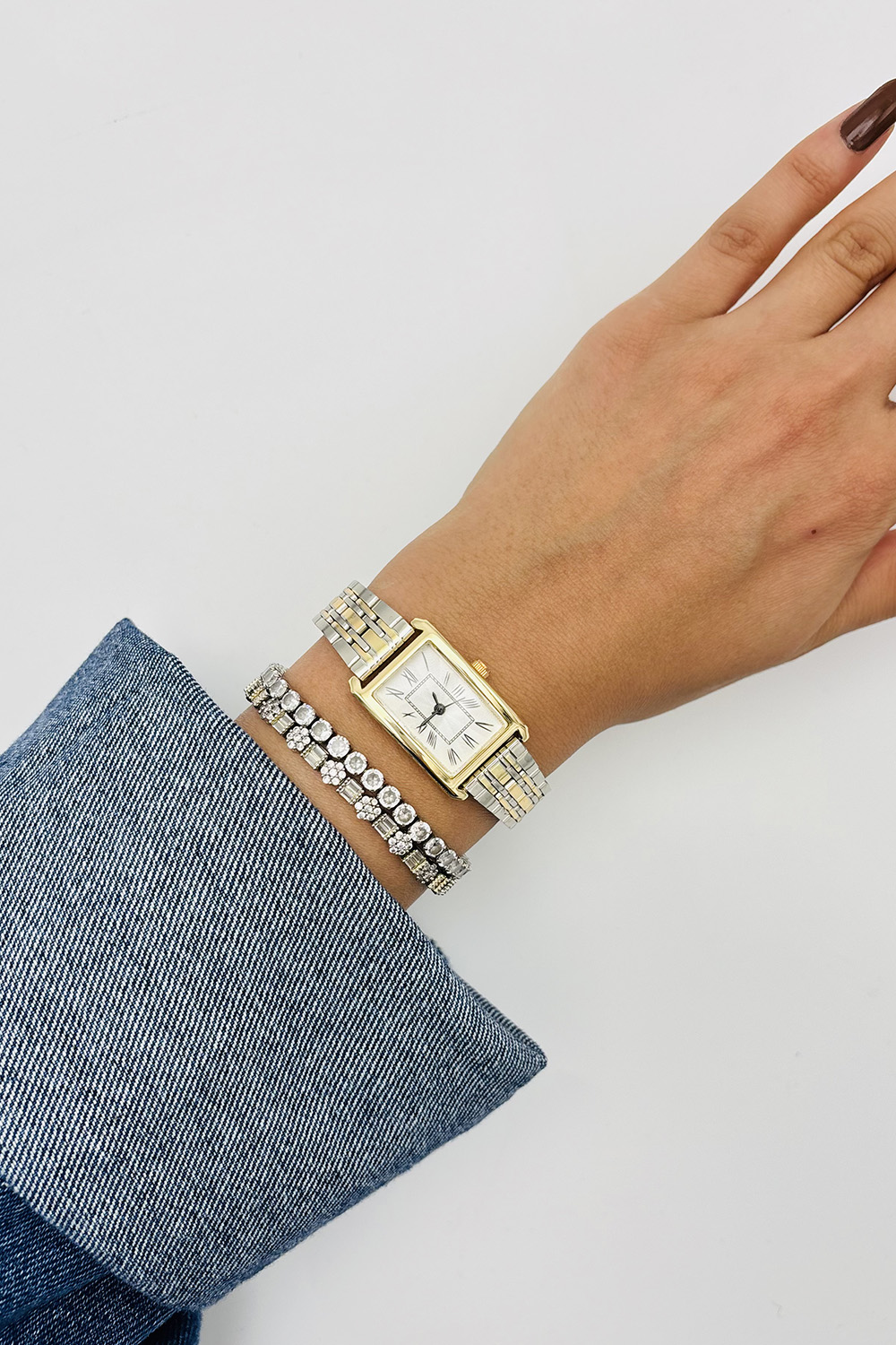 Lamelif Gümüş Gold Detaylı Metal Kordon Kol Saati