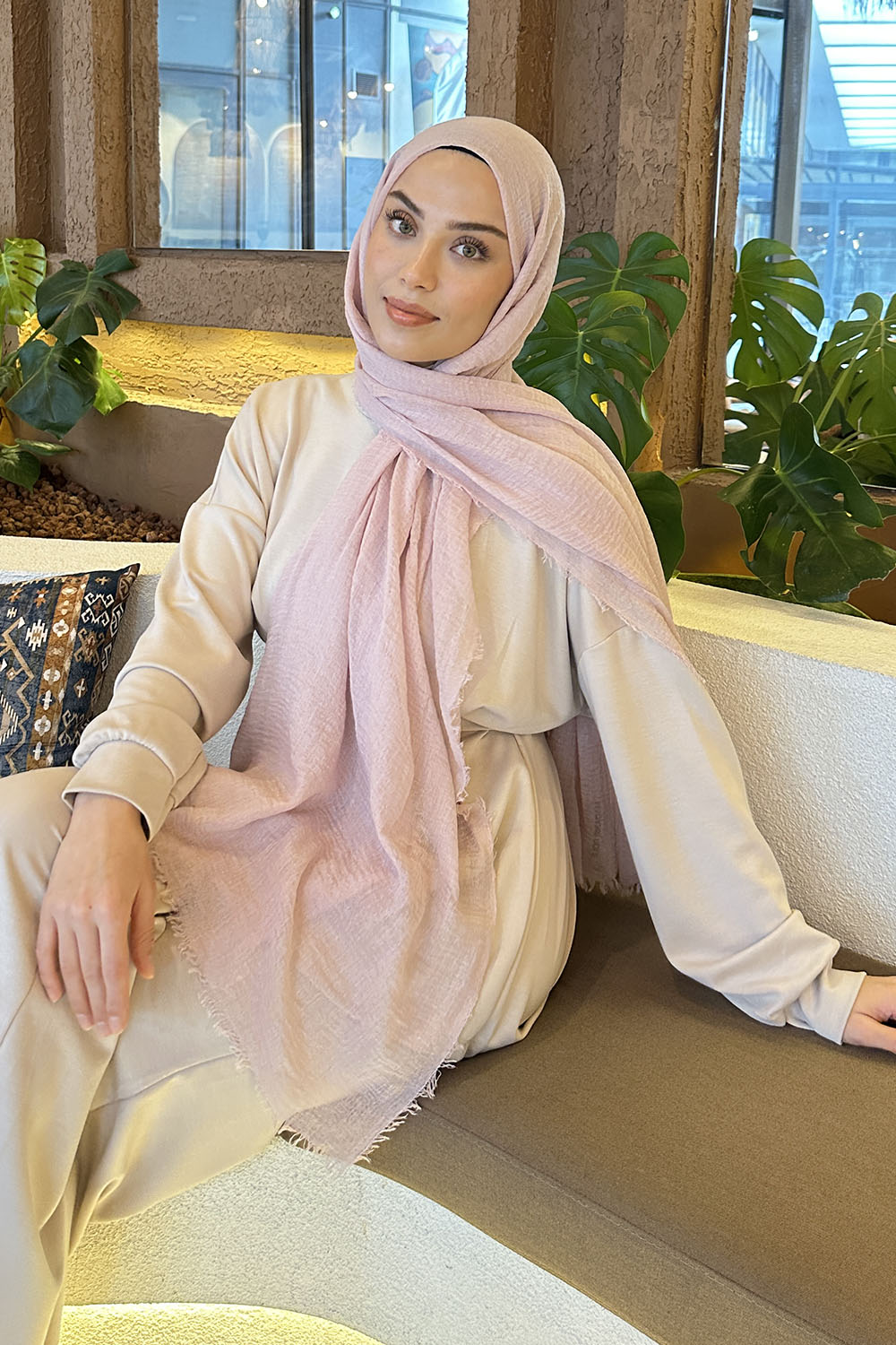 Lamelif Açık Pudra Bürümcük Şal