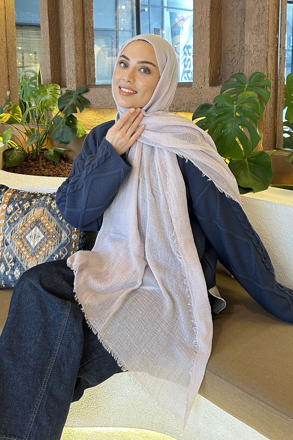 Lamelif Bürümcük Şal Açık Taş