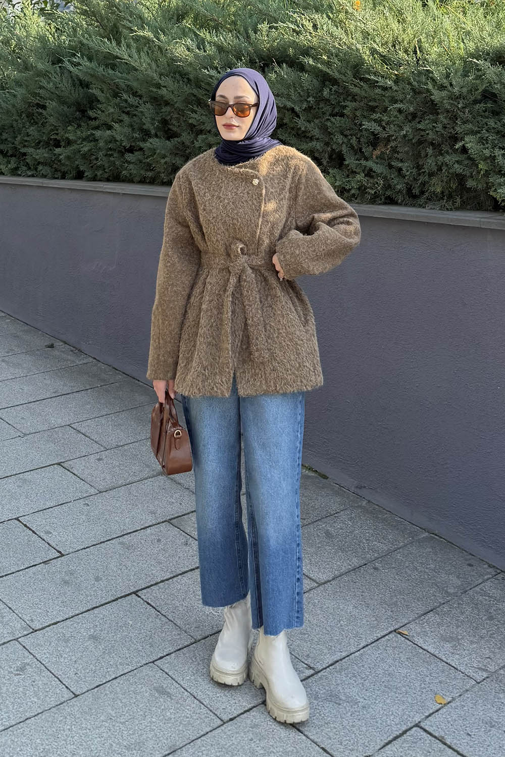 Lamelif Gold Düğmeli Kaban Soft Kahve