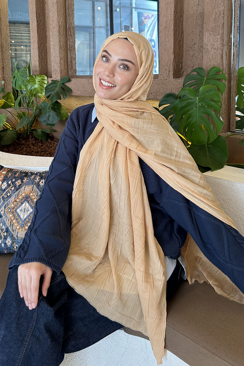 Lamelif Piliseli Bambu Şal Camel