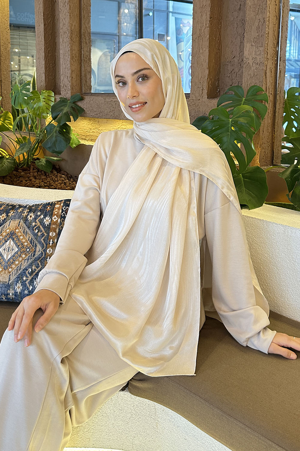 Lamelif Su Yolu Desen Janjan Jakar Şal Bej