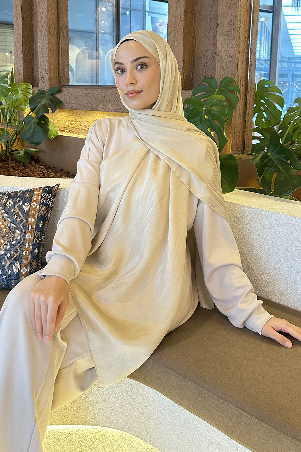 Lamelif Su Yolu Desen Janjan Jakar Şal Camel