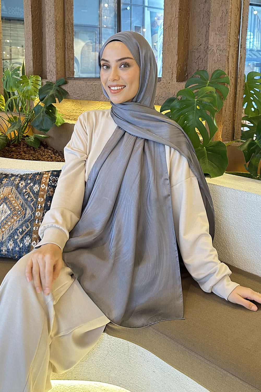 Lamelif Su Yolu Desen Janjan Jakar Şal Füme