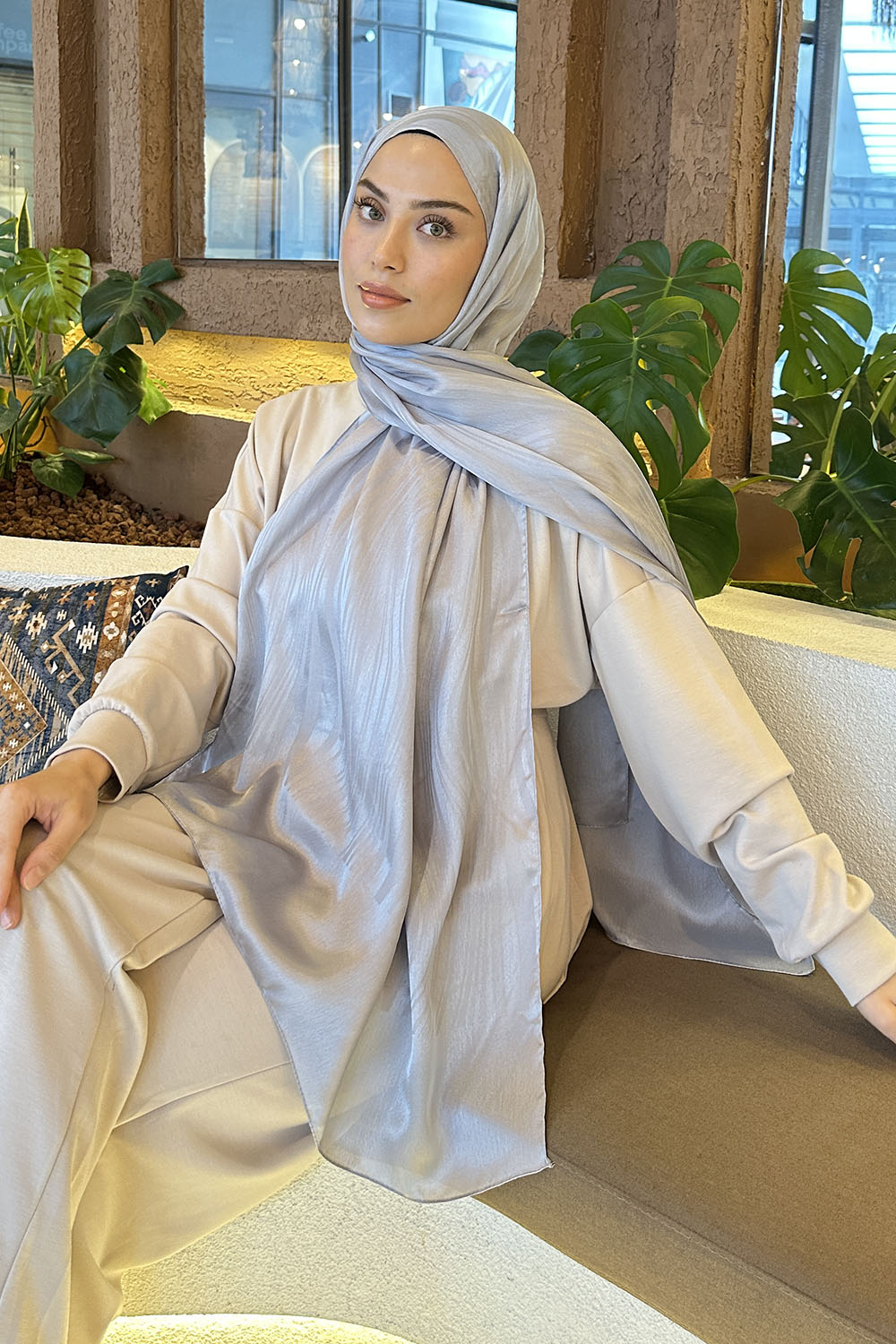 Lamelif Su Yolu Desen Janjan Jakar Şal Gri