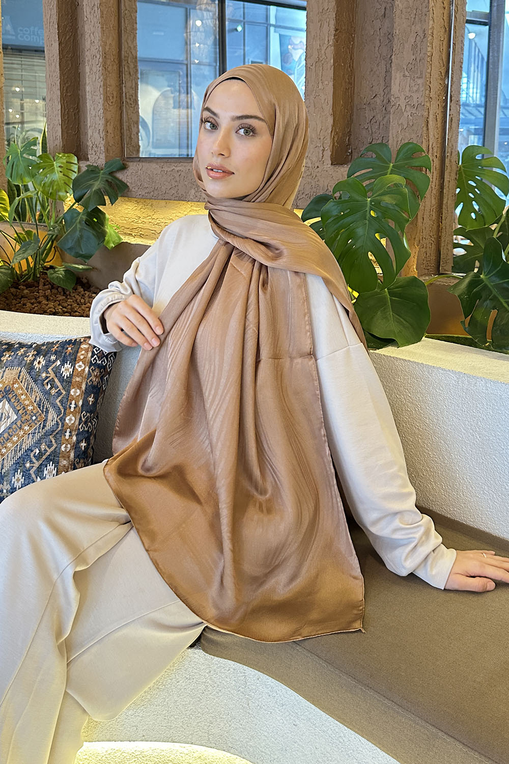 Lamelif Su Yolu Desen Janjan Jakar Şal Sütlü Kahve