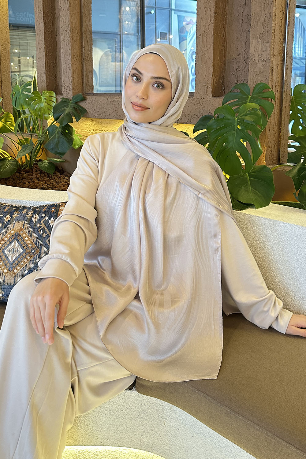 Lamelif Su Yolu Desen Janjan Jakar Şal Vizon