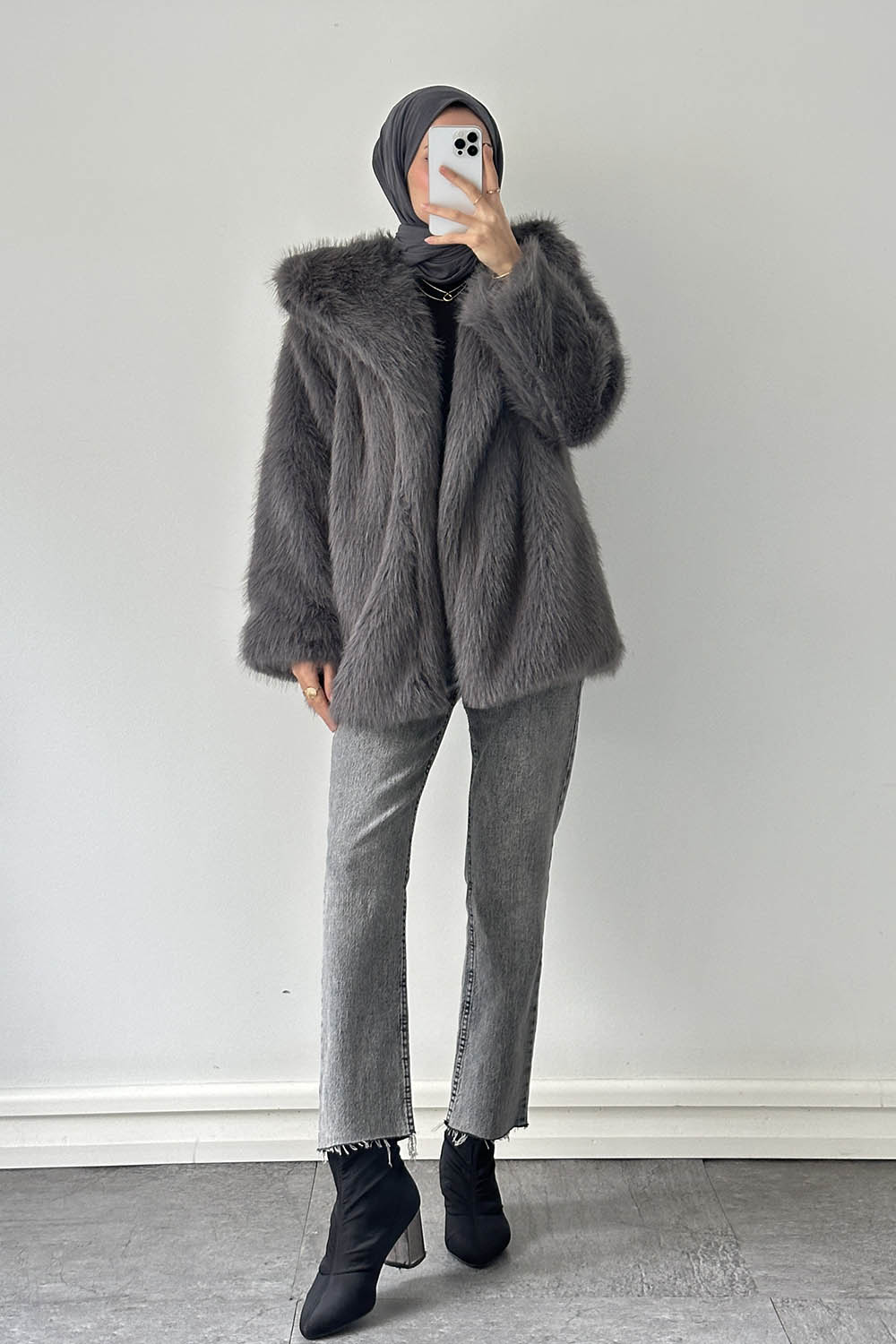 Lamelif Kürk Mont Antrasit