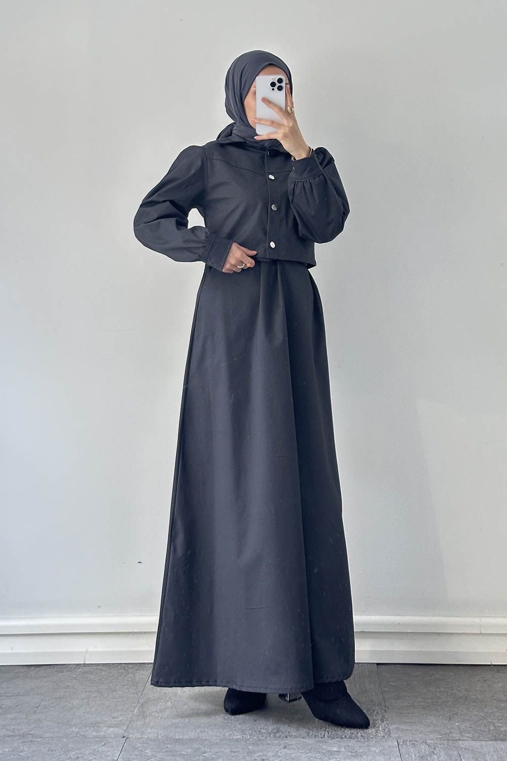 Lamelif Jileli İkili Takım Antrasit