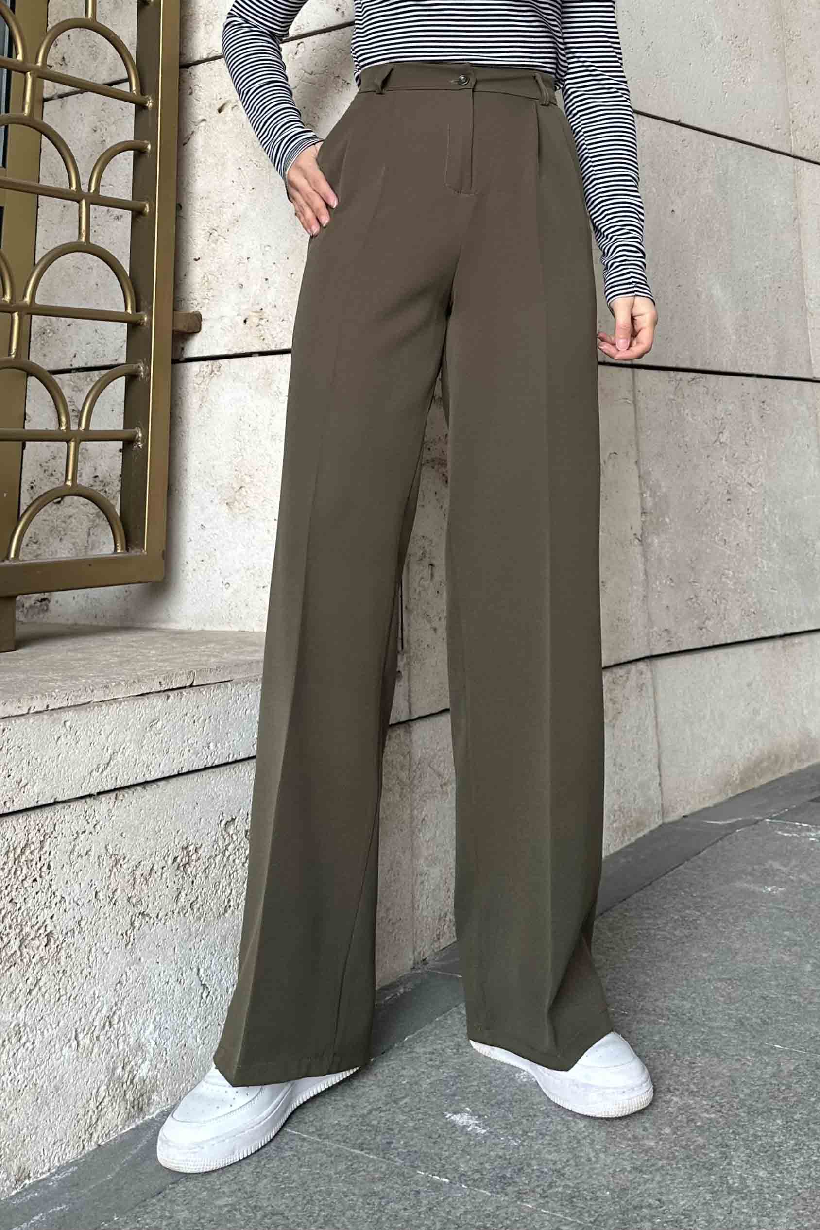 Lamelif Pensli Pantolon Haki