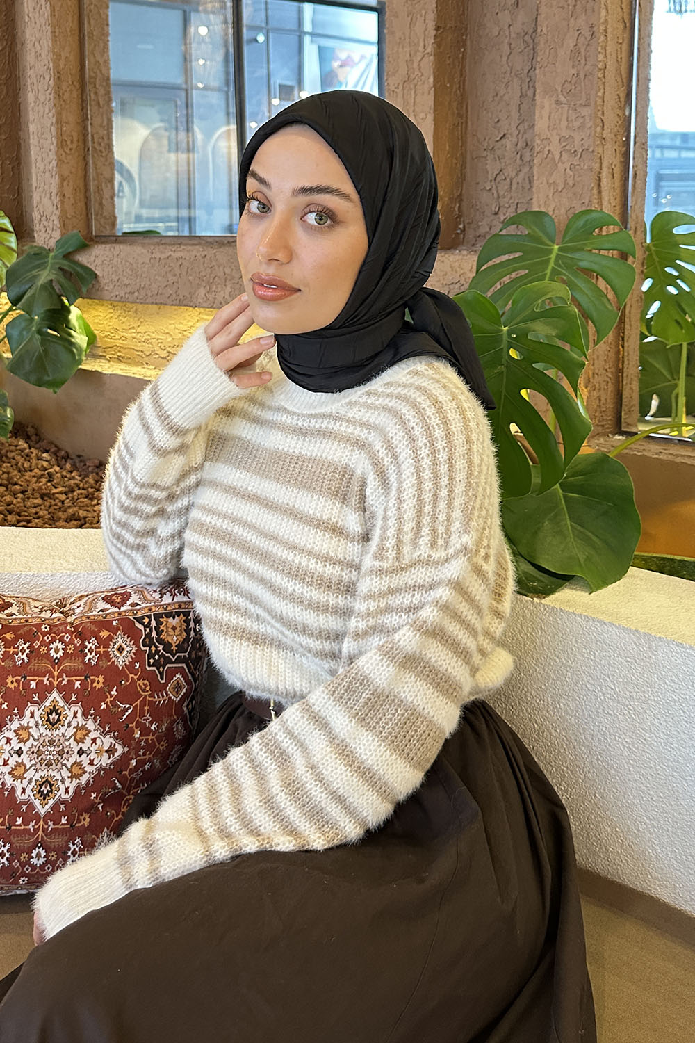 Lamelif Piliseli Bambu Eşarp Siyah