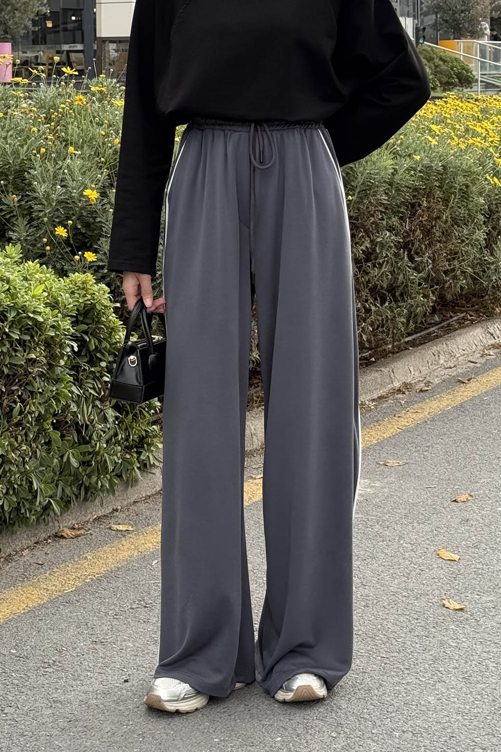 Lamelif Biyeli Eşofman Altı Antrasit